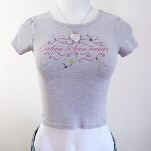 y2k calvin klein lavender graphic baby tee coquette soft girl size XS
